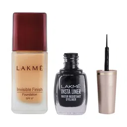 Lakme Set of Invisible Finish SPF 8 Foundation - Shade 01 &Insta Eye Liner - Black-picture-35