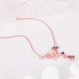 GIVA 925 Silver Rose Gold Sparkling Ginkgo Leaf Necklace image 1