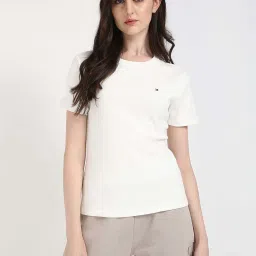 Tommy Hilfiger Beige Cotton Slim Fit T-Shirt image 1