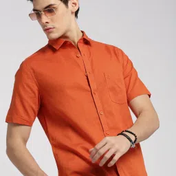 showoffff SHOWOFF Rust Cotton Slim Fit Shirt image 1