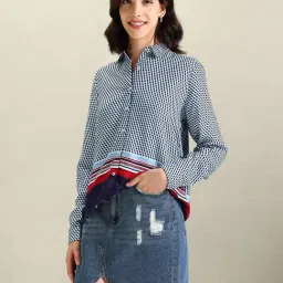 U.S. Polo Assn. Blue & Black Cotton Printed Shirt-image-29