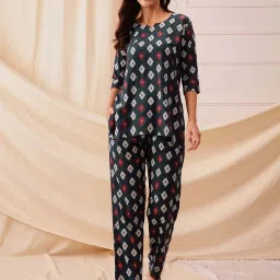 Clovia Blue Print Top and Pyjamas Set image 1