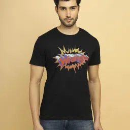 Wrangler Black Cotton Regular Fit Printed T-Shirt image 1