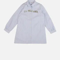 U.S. Polo Assn. Girls Blue Full Sleeves Collar Dress-picture-28