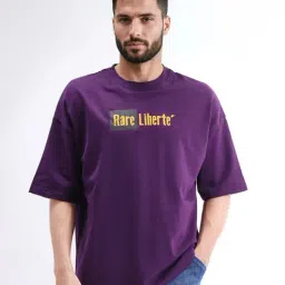 Rare Rabbit Purple Oversized Graphic T-Shirt-image-52