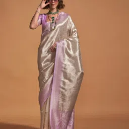 Odette Off White Silk Blend Woven Design Saree with Unstitched Blouse Piece image 1