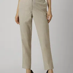 Van Heusen Beige Chequered Trousers image 1