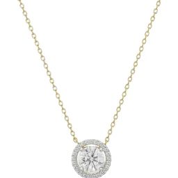 EMORI 14k (585) Yellow GoldHalo Round Solitaire Necklace for Women-image-71