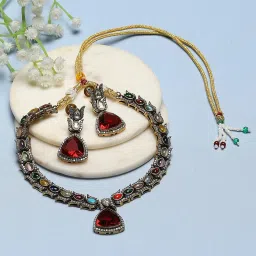 Biba Gold Plated Stone Studded Jewellery Set image 1