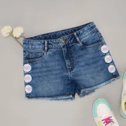 Pantaloons Junior Girls Medium Blue Washed Shorts image 1