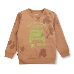 Gini & Jony Kids Brown Printed Full Sleeves Sweatshirt image 1