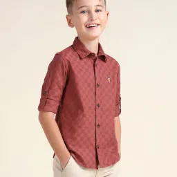 U.S. Polo Assn. Boys Rust Cotton Textured Shirt image 1