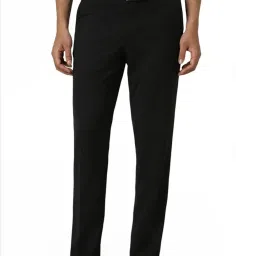 Van Heusen black Solid Trousers image 1