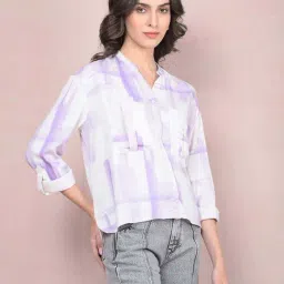 CRIMSOUNE CLUB Purple Self Pattern Shirt-image-25