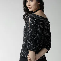 Style Quotient Black Polka Dot Print Top image 4