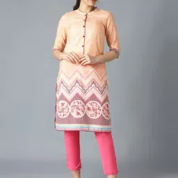 Aurelia Peach Printed Straight Kurta-picture-33