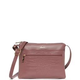 Lavie Slimcroc Pink Synthetic Textured Sling Handbag image 1