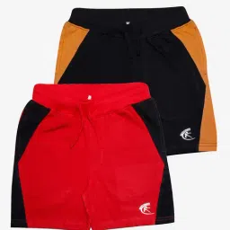 Kiddopanti Kids Black & Red Color Block Shorts (Pack Of 2)-picture-26