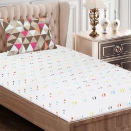 SEJ by Nisha Gupta Geometric Brown 160 TC Cotton Single Bed Sheet with 1 Pillow Cover-picture-14