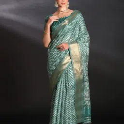 Saree Mall Green Printed Sarees With Unstitched Blouse-image-29