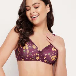 Clovia Maroon Printed Bra image 1