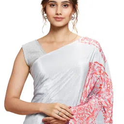 Navyasa by liva Grey Monochromatic Mosaic Liva Saree With Blouse image 5