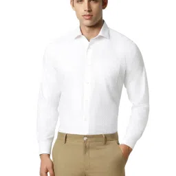 Van Heusen White Cotton Regular Fit Texture Shirt image 1