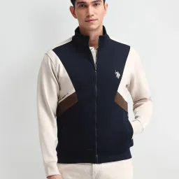 U.S. Polo Assn. Denim Co. White Cotton Regular Fit Colour Block Sweatshirt image 1