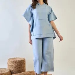 The Kaftan Company Blue Cotton Regular FitSleepwearRobes image 1