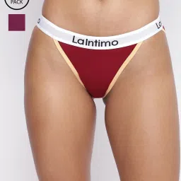 La Intimo Maroon & Purple Comfort Fit Panties - Pack Of 2 image 1