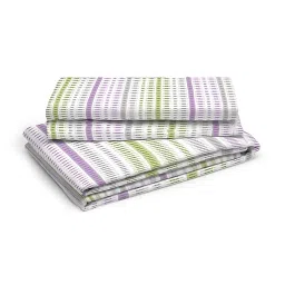 Layers Duracount Stripes Multicolor 225 TC Cotton Queen Bed Sheet with 2 Pillow Covers image 2