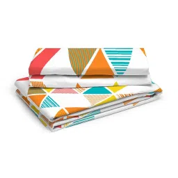 Layers Duracount Geometric Orange 225 TC Cotton Queen Bed Sheet with 2 Pillow Covers image 2