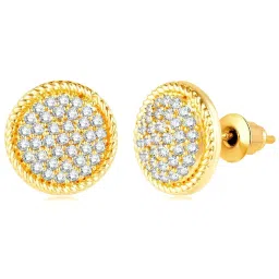 Peora Gold Plated Cubic Zirconia Studded Round Stud Earrings image 1