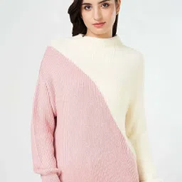 Honey by Pantaloons Beige & Pink Self Design Sweater image 1