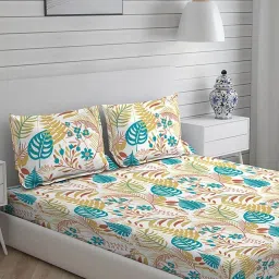 Layers Duracount Nature Yellow 225 TC Cotton King Bed Sheet with 2 Pillow Covers image 4