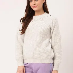 Elle Off White Embellished Sweater image 3