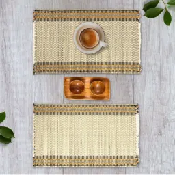 Peepul Tree Beige Pure Cotton Handmade Dining Table Mats - Set of 2 image 1