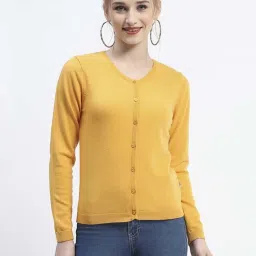 MADAME Mustard Plain Cardigan image 1