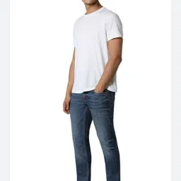 Louis Philippe Navy Cotton Slim Fit Jeans image 3