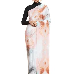 Navyasa by liva Multicolor Mirrored Lines Liva Saree With Blouse image 1