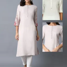 W White Plain Kurta - Pack of 2 image 1
