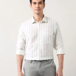 Arrow White Linen Regular Fit Striped Shirt-picture-27
