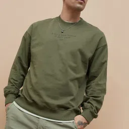 Forca By Lifestyle Olive Regular Fit Printed Sweatshirt image 1