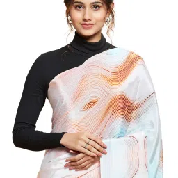 Navyasa by liva Multicolor Mirrored Lines Liva Saree With Blouse image 5