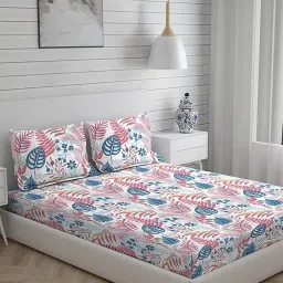 Layers Duracount Nature Pink 225 TC Cotton King Bed Sheet with 2 Pillow Covers image 5