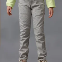 Under Fourteen Only Girls Grey Cotton Jeans image 1