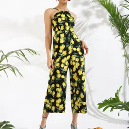 KASSUALLY Black & Yellow Printed Jumpsuit image 1