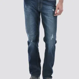 NUMERO UNO Dark Blue Faded Mid Rise Regular Fit Solid Stretchable Jeans image 1