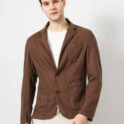 celio celio* Brown Regular Fit Cotton Notch Lapel Jacket image 1