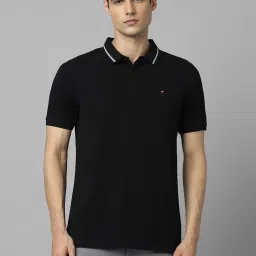 Louis Philippe Black Cotton Slim Fit Polo T-Shirt image 1